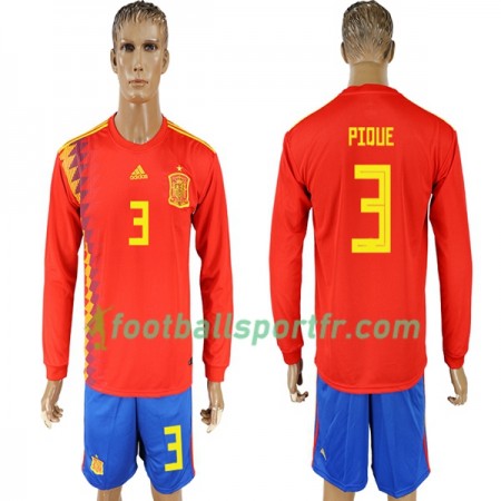 Tenue Espagne Pique 3 Domicile Coupe du monde 2018 Maillot de Foot ML